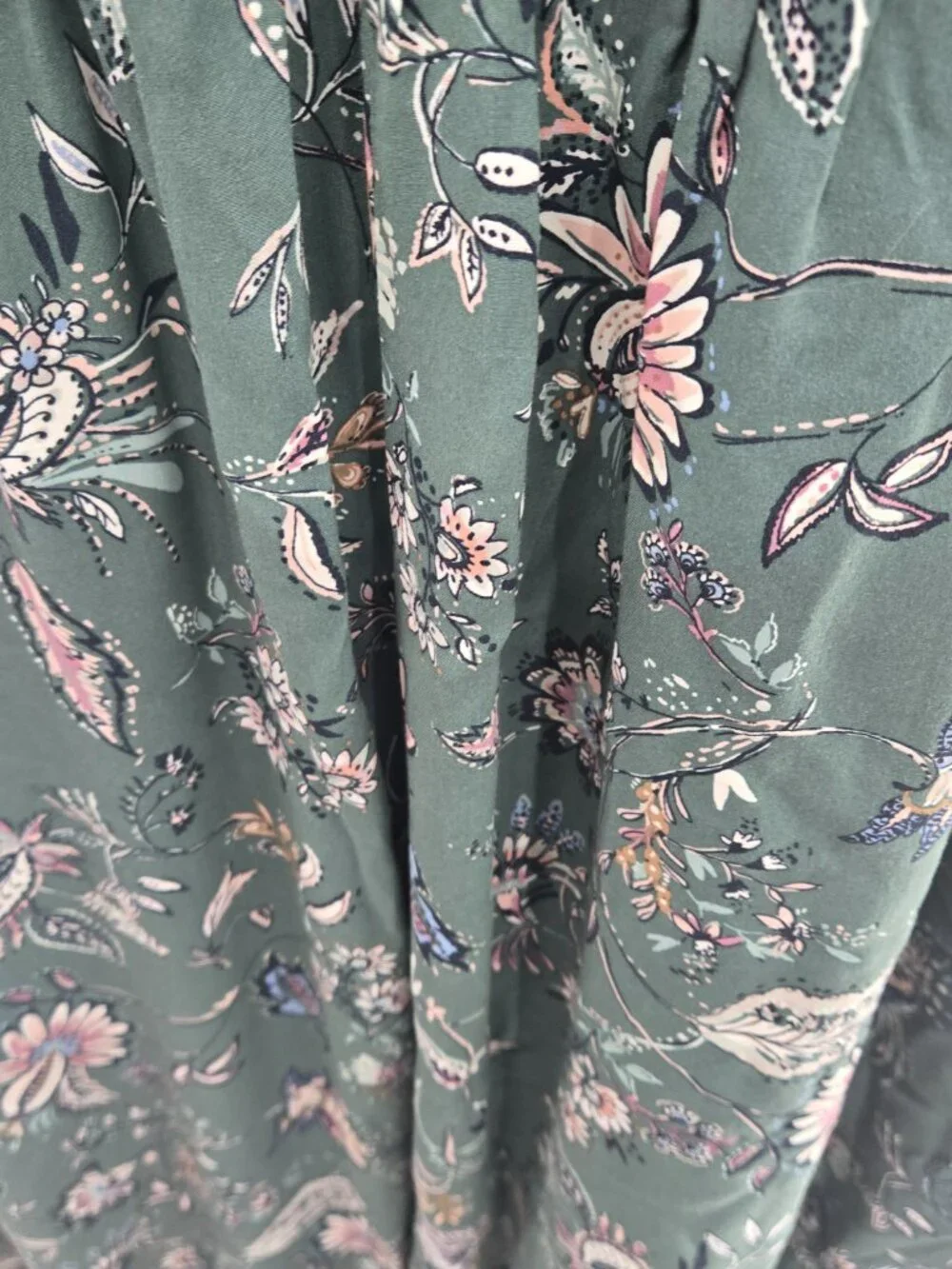 J. Jill Green Floral Pintuck Shirt Dress Rayon Size 3x - Picture 7 of 13